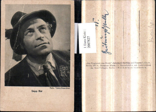 2007827,Schauspieler Sepp Rist m. Hut Portrait