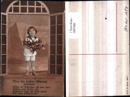 2007900,Was die holden Blumen sprechen Spruch Junge Bub Rosenstrauß