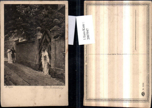 2007947,Künstler AK H. Vogler Eine Entdeckung Frau m. Kleid schaut Liebespaar Paar nach