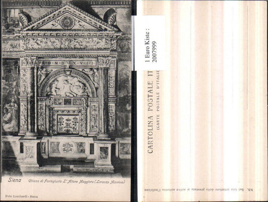 2007999,Siena Chiesa di Fontegiusta L'Altare Maggiore Kirche Altar