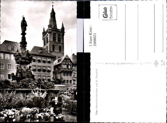 2008021,Trier Petrus-Marktbrunnen Brunnen u. St. Gangolph Turm
