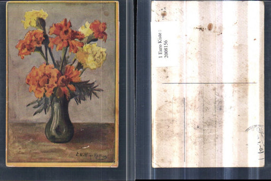 2008156,Künstler AK L. Wittigs Blumenvase Blumen Nelken