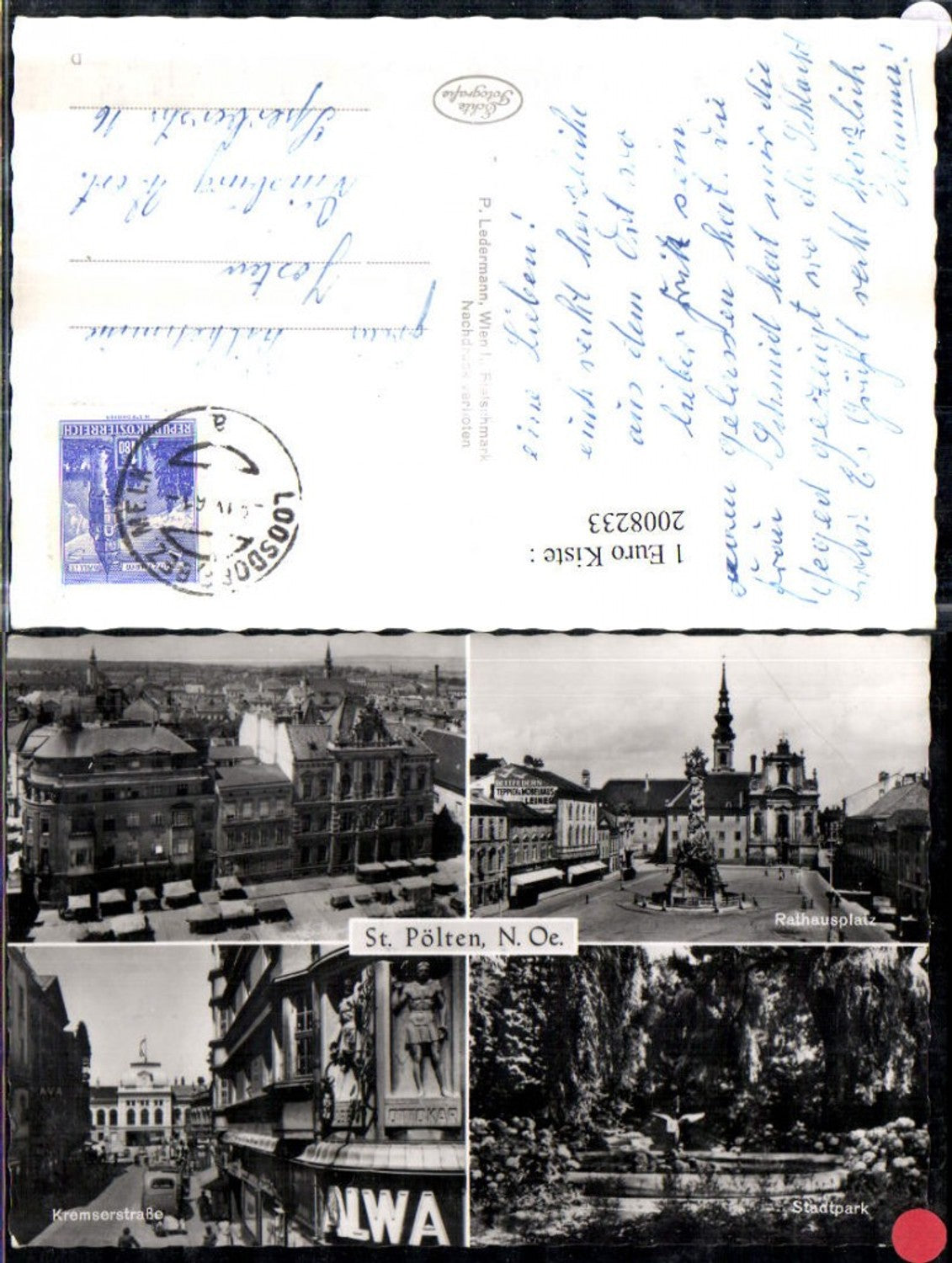 2008233,St. Pölten Teilansicht Rathausplatz Stadtpark Kremserstraße Mehrbildkarte