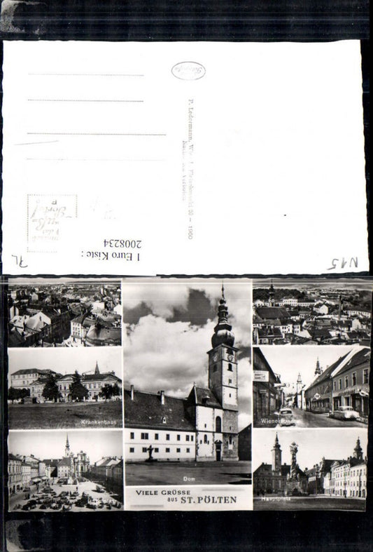 2008234,St. Pölten Totale Dom Krankenhaus Hauptplatz Rathaus Pestsäule Mehrbildkarte