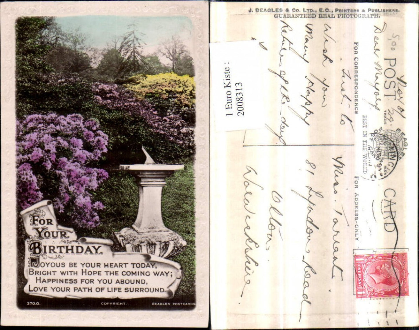 2008313,Präge Passeparout Birthday Geburtstag Motiv Sträucher Blumen Spruch