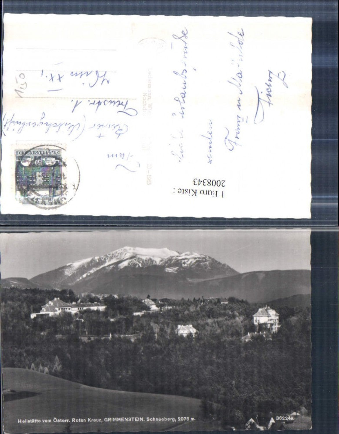 2008343,Heilstätte Grimmenstein Totale m. Schneeberg Bergkulisse