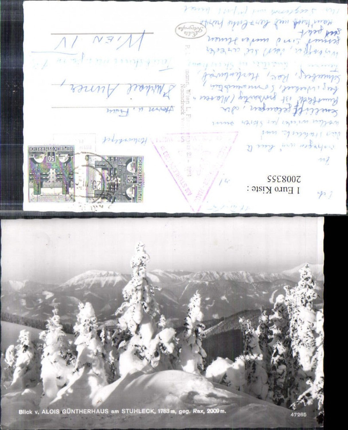 2008355,Blick vom Alois Güntherhaus am Stuhleck geg. Rax Bergkulisse Winterbild