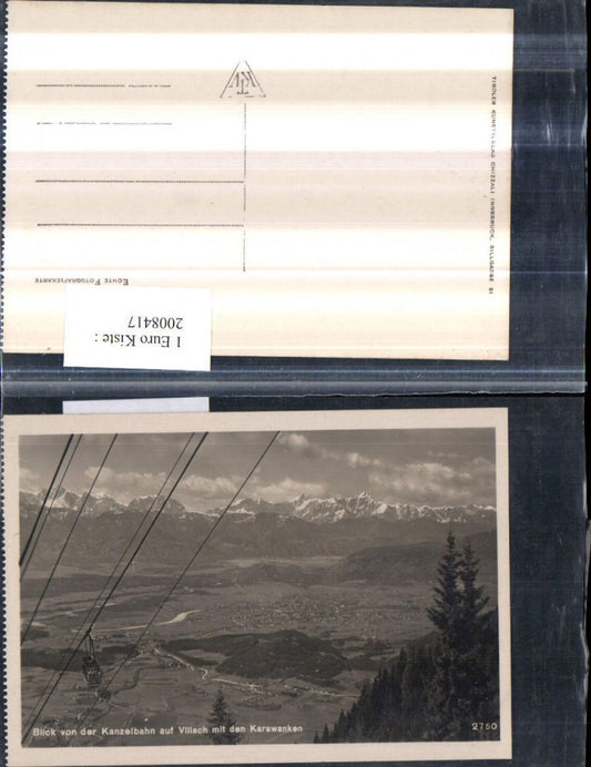 2008417,Blick von d. Kanzelbahn Seilbahn auf Villach Totale m. Karawanken Bergkulisse