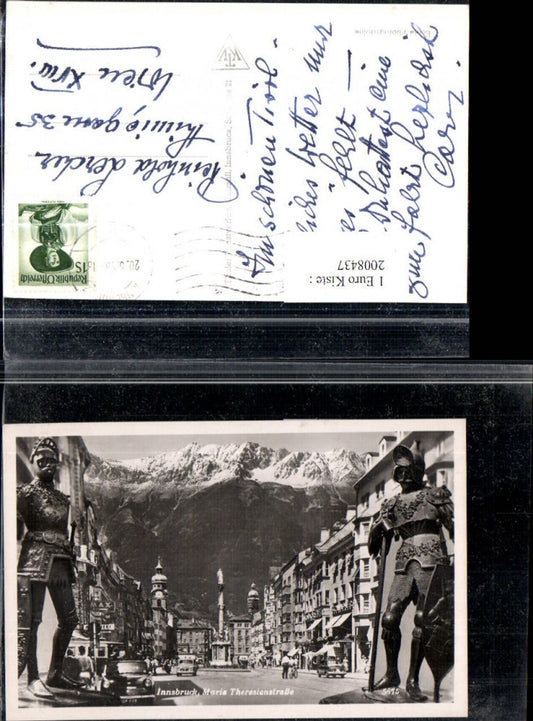 2008437,Innsbruck Maria Theresienstraße Straßenansicht Fotomontage Rüstung Bergkulisse