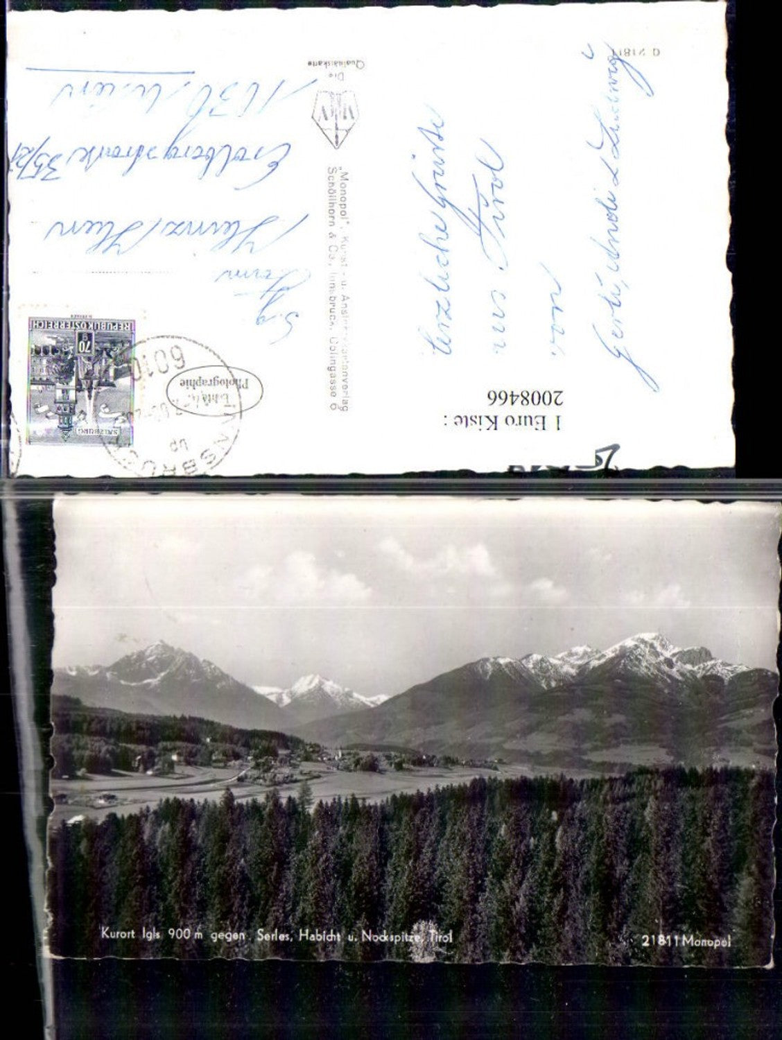 2008466,Innsbruck Igls Totale geg. Serles Habicht u. Nockspitze Bergkulisse