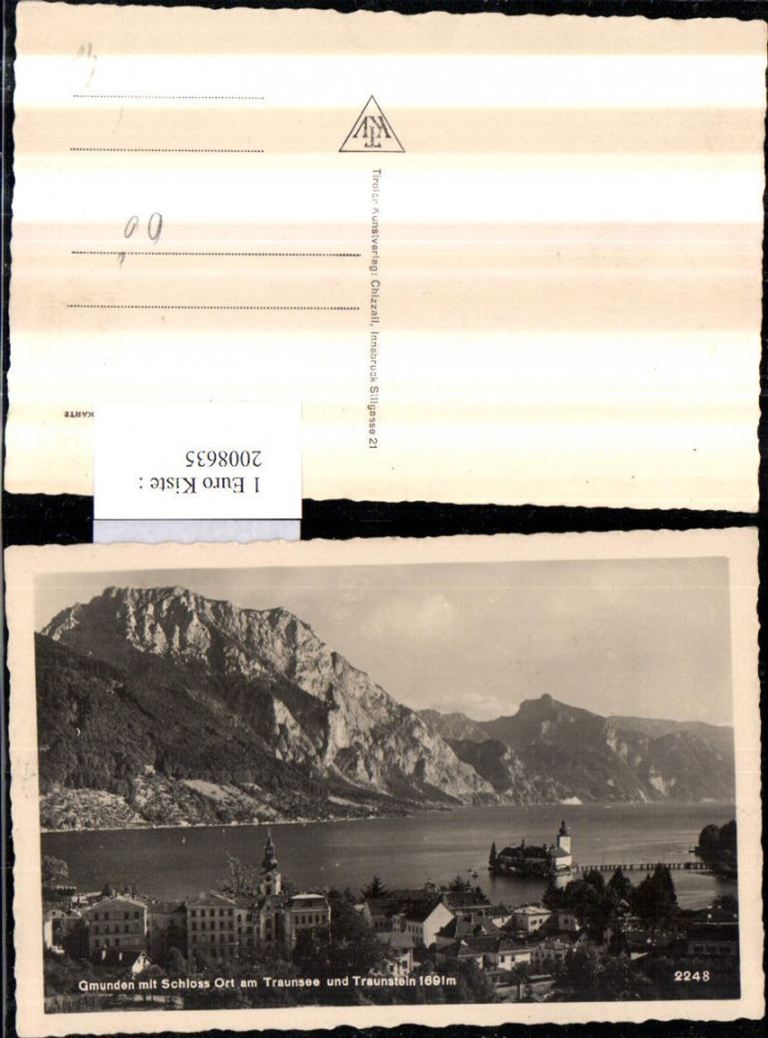 2008635,Gmunden Teilansicht m. Schloss Ort Orth am Traunsee u. Traunstein Bergkulisse