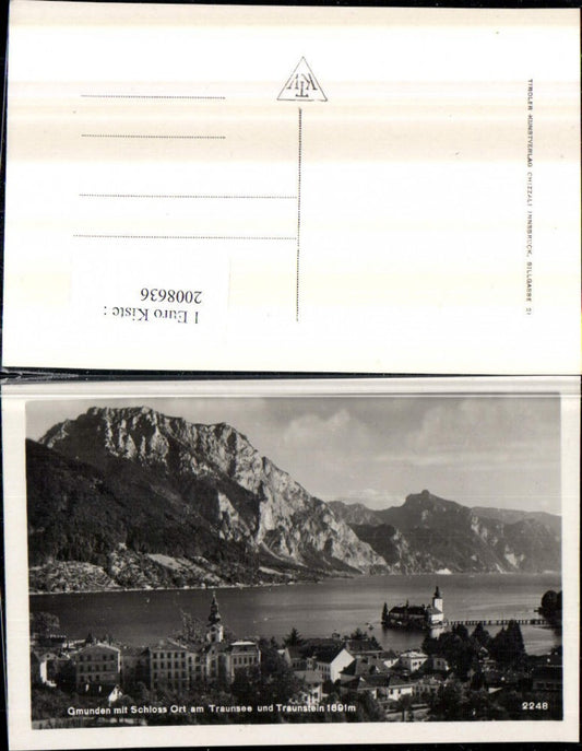 2008636,Gmunden Teilansicht m. Schloss Ort Orth am Traunsee u. Traunstein Bergkulisse