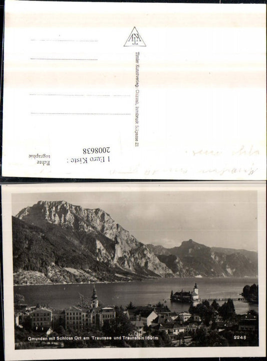 2008638,Gmunden Teilansicht m. Schloss Ort Orth am Traunsee u. Traunstein Bergkulisse