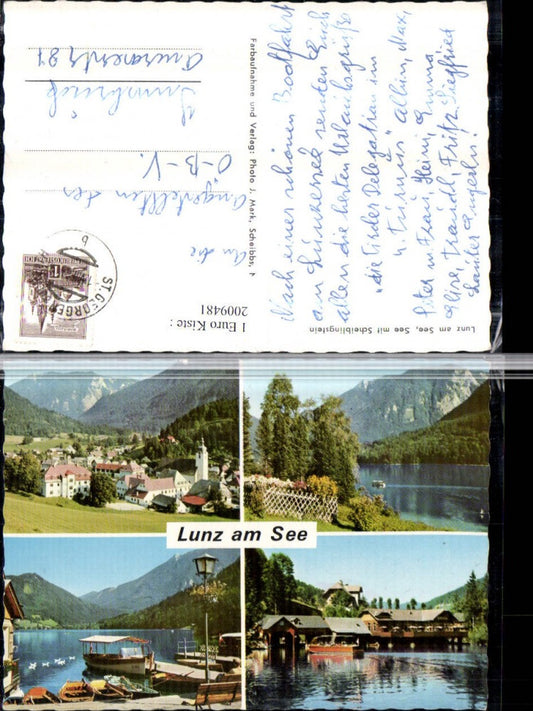 2009481,Lunz am See totale m. Scheiblingstein Boote Mehrbildkarte