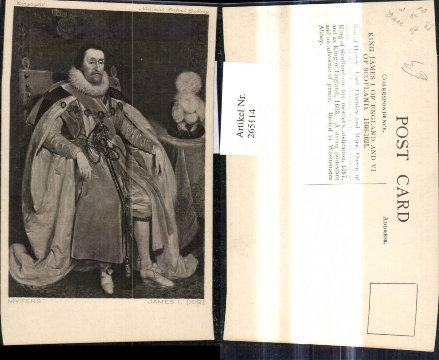 265114,Künstler Ak Mythens James I Portrait Adel Monarchie