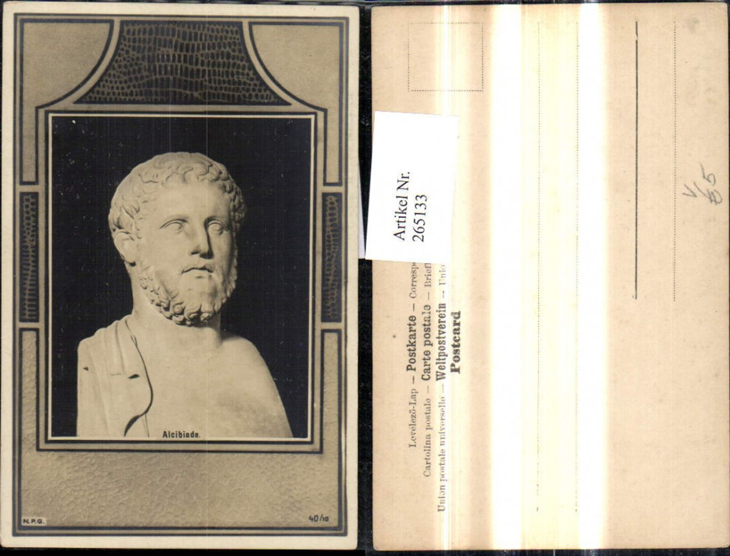 265133,Künstler Ak Alcibiade Büste Passepartout Kunst Wissenschaft pub NPG 40/10
