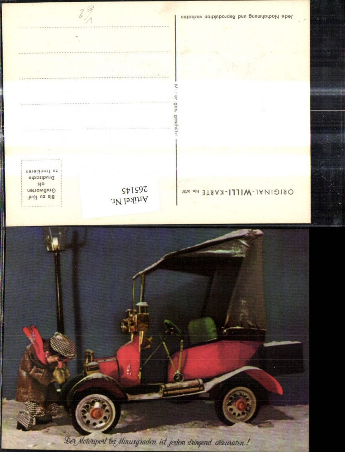 265145,Original Willi Karte 5707 Automobil Mann Motorsport i. Winter Spruch
