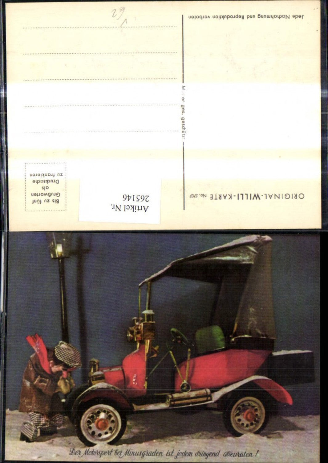 265146,Original Willi Karte 5707 Automobil Mann Motorsport i. Winter Spruch