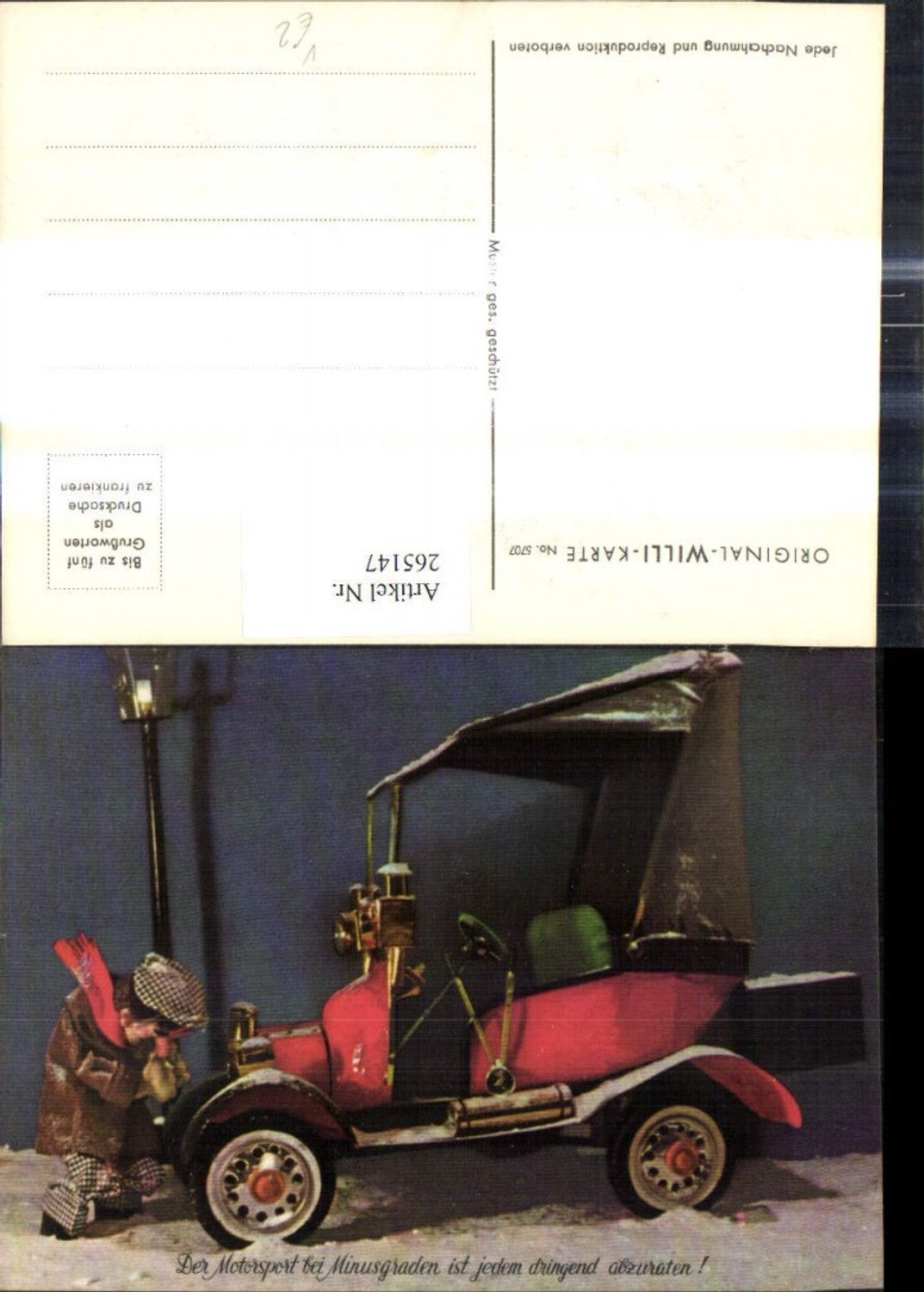 265147,Original Willi Karte 5707 Automobil Mann Motorsport i. Winter Spruch