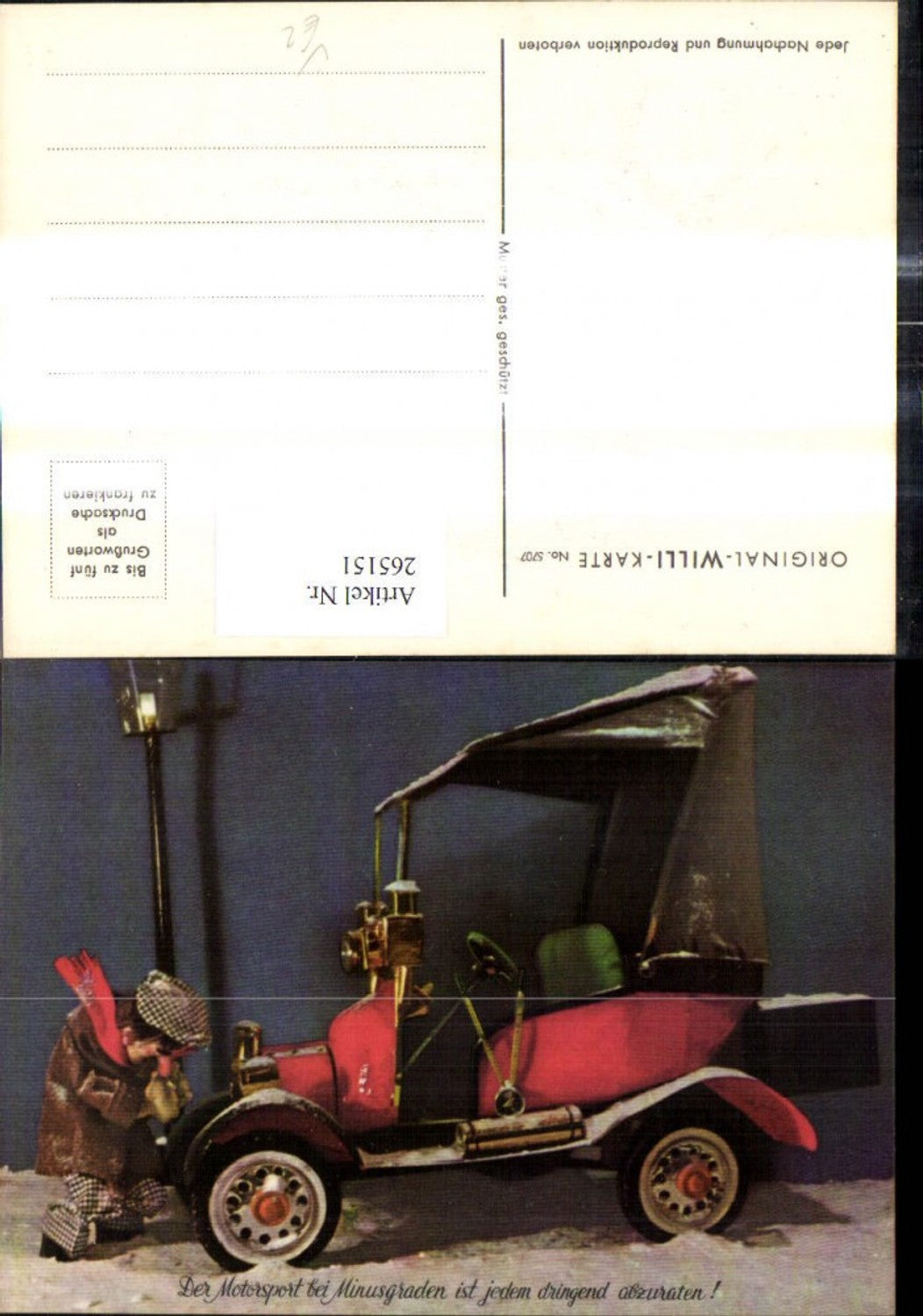 265151,Original Willi Karte 5707 Automobil Mann Motorsport i. Winter Spruch