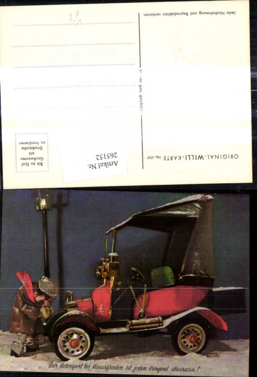 265152,Original Willi Karte 5707 Automobil Mann Motorsport i. Winter Spruch