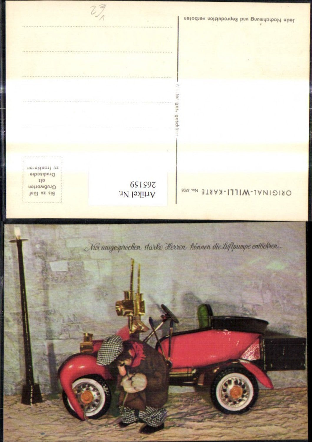 265159,Original Willi Karte 5705 Mann Automobil Auto Luftpumpe Spruch