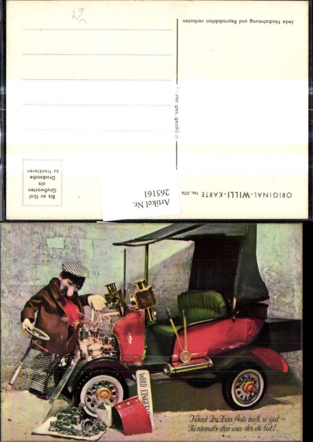265161,Original Willi Karte 5706 Mann Automobil Auto Motor i. Teile zerlegt Spruch