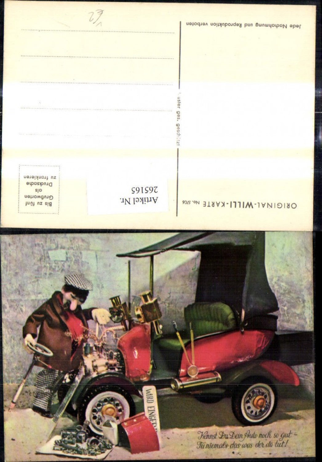 265165,Original Willi Karte 5706 Mann Automobil Auto Motor i. Teile zerlegt Spruch