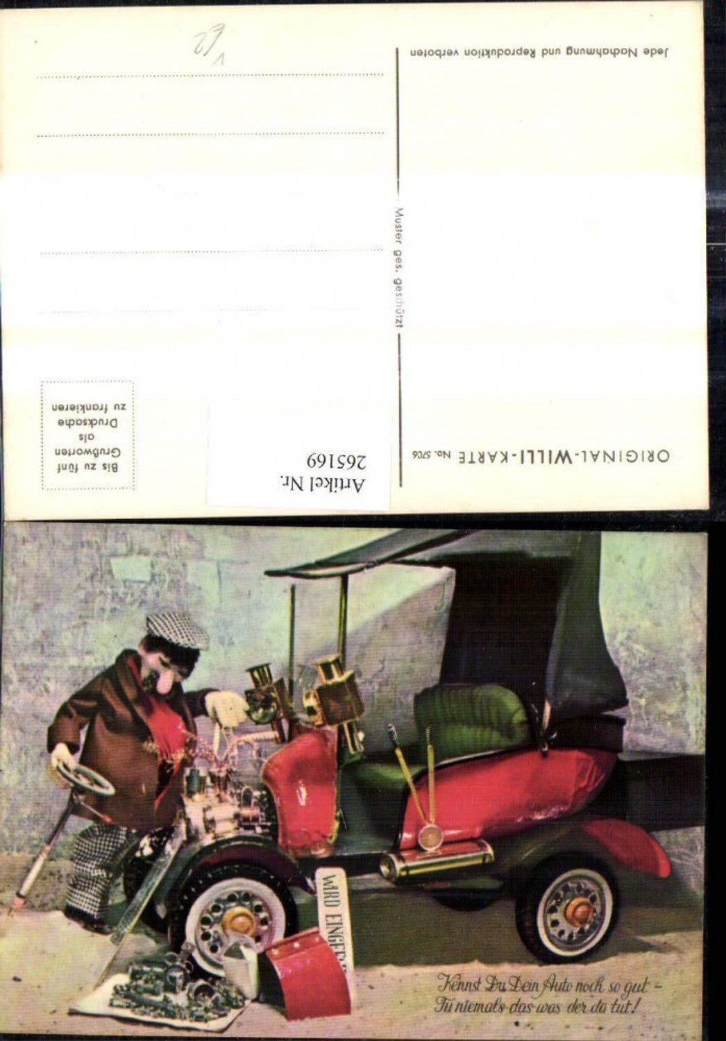 265169,Original Willi Karte 5706 Mann Automobil Auto Motor i. Teile zerlegt Spruch