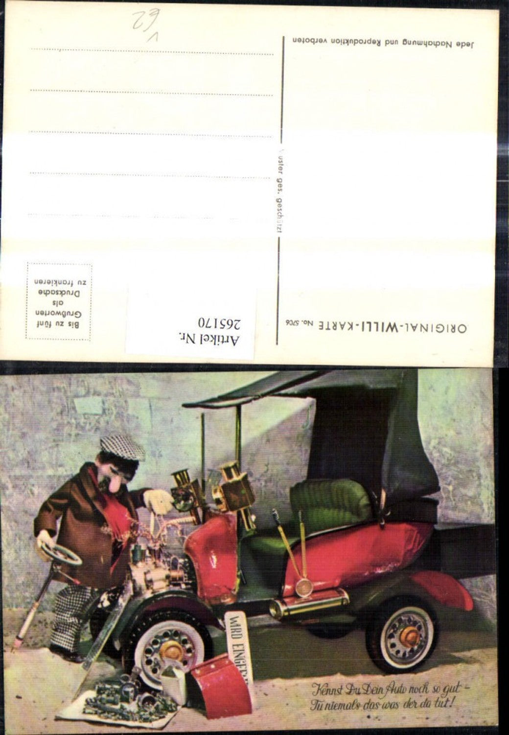 265170,Original Willi Karte 5706 Mann Automobil Auto Motor i. Teile zerlegt Spruch