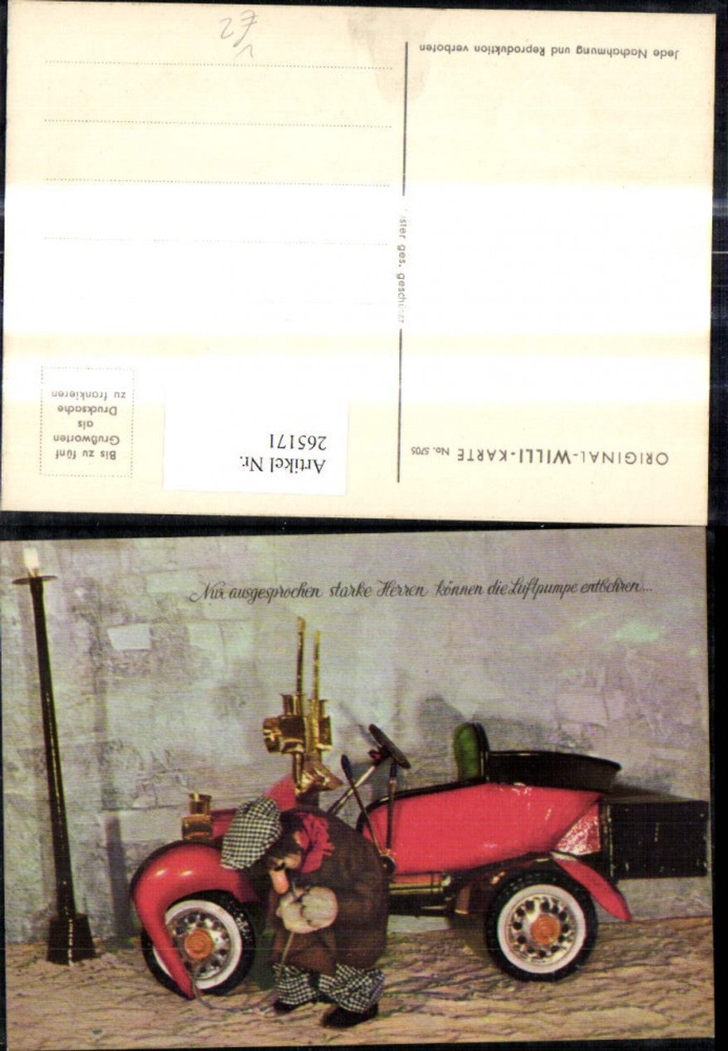 265171,Original Willi Karte 5705 Mann Automobil Auto Luftpumpe Spruch