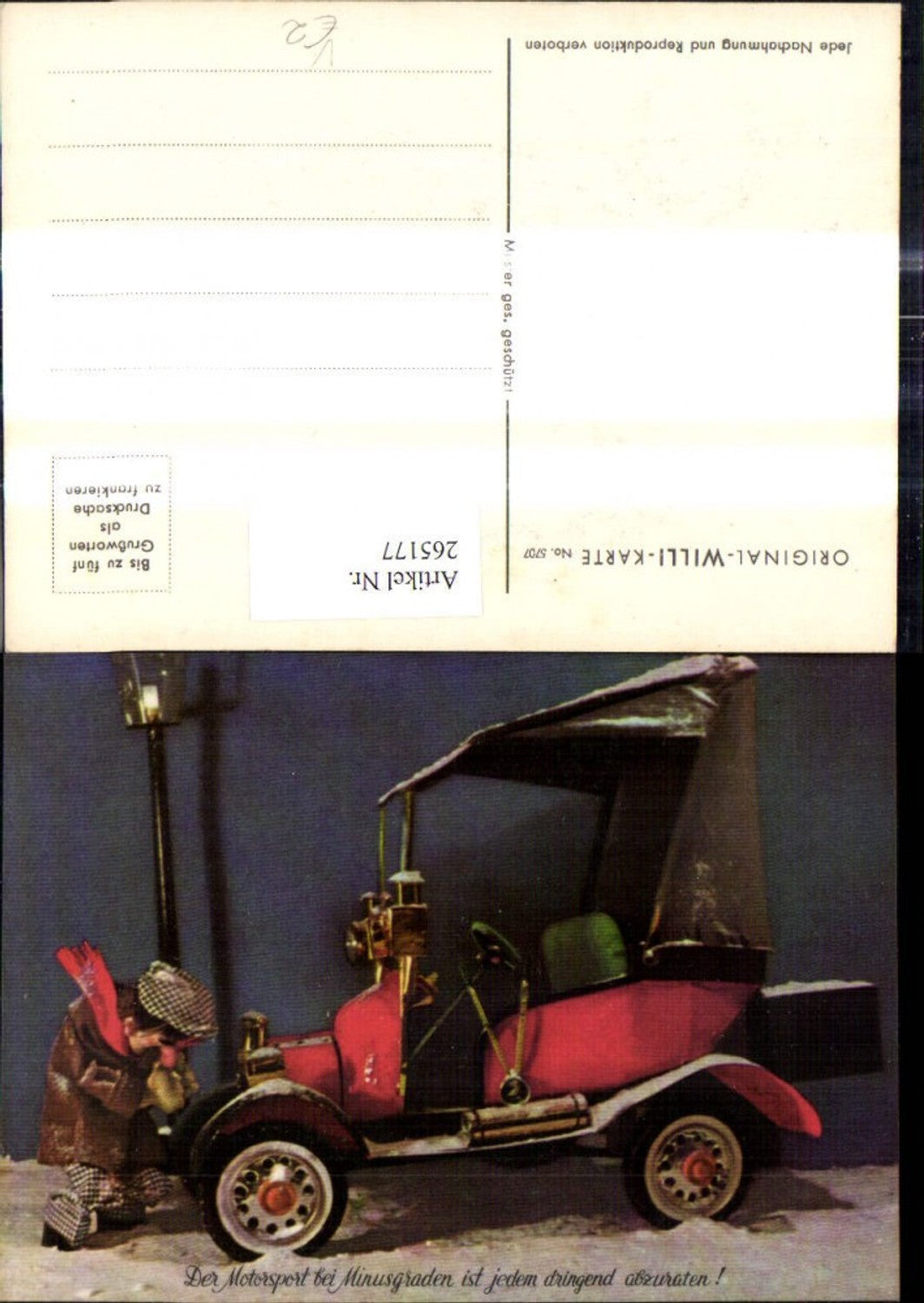 265177,Original Willi Karte 5707 Automobil Mann Motorsport i. Winter Spruch