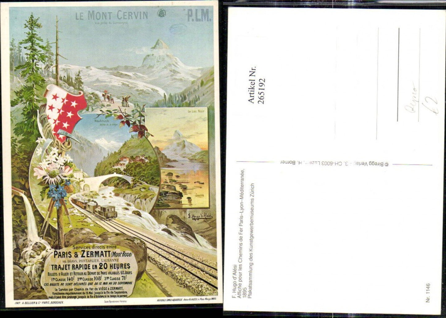 265192,Repro Reklame F. Hugo d Alesi Affiche pour les Chemins de Fer Paris Lyon Mediterranee