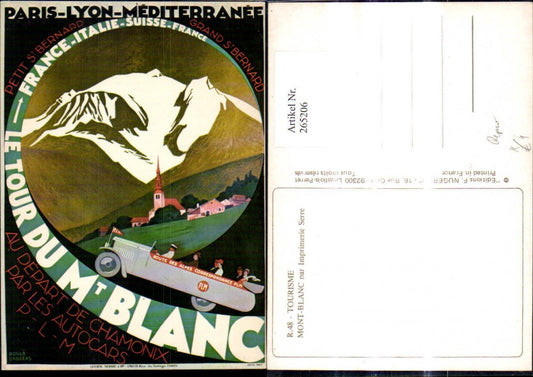 265206,Repro Reklame Le Tour du Mont Blanc Au Depart de Chamonix par les Autocars PLM Tourisme