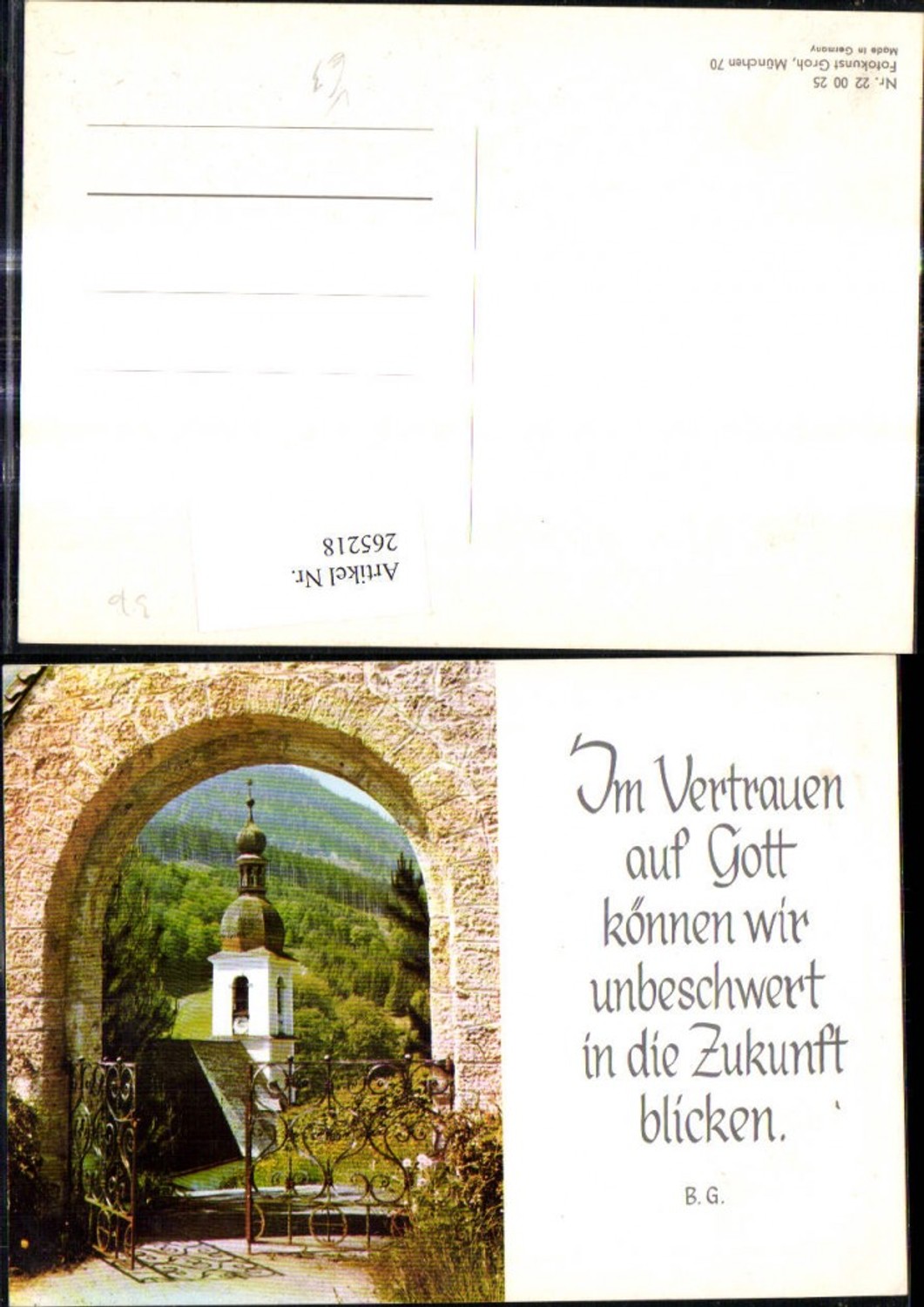 265218,Fotokunst Groh 220025 Kirche d. Torbogen gesehen Spruch