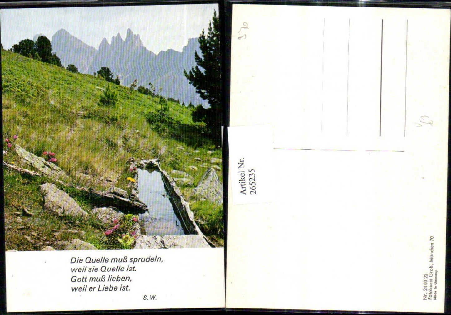265235,Fotokunst Groh 240022 Brunnen Steintrog Bergkulisse Spruch