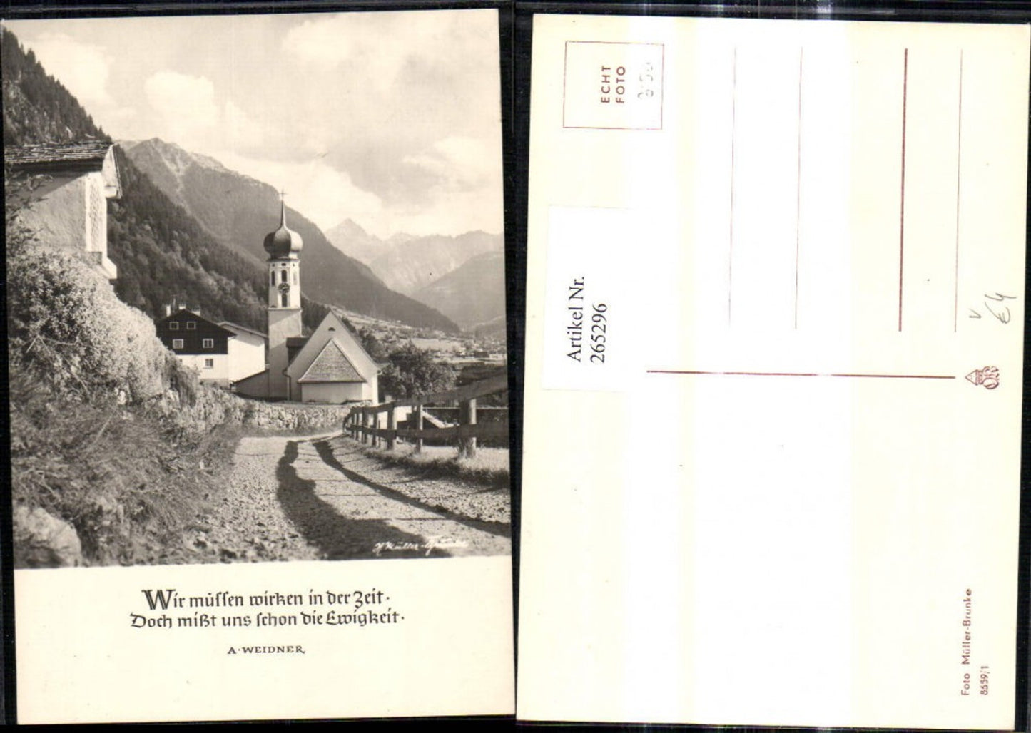 265296,Photo art Photo Müller-Brunke 8659/1 Village Church Village church Path Landscape Saying A. Weidner