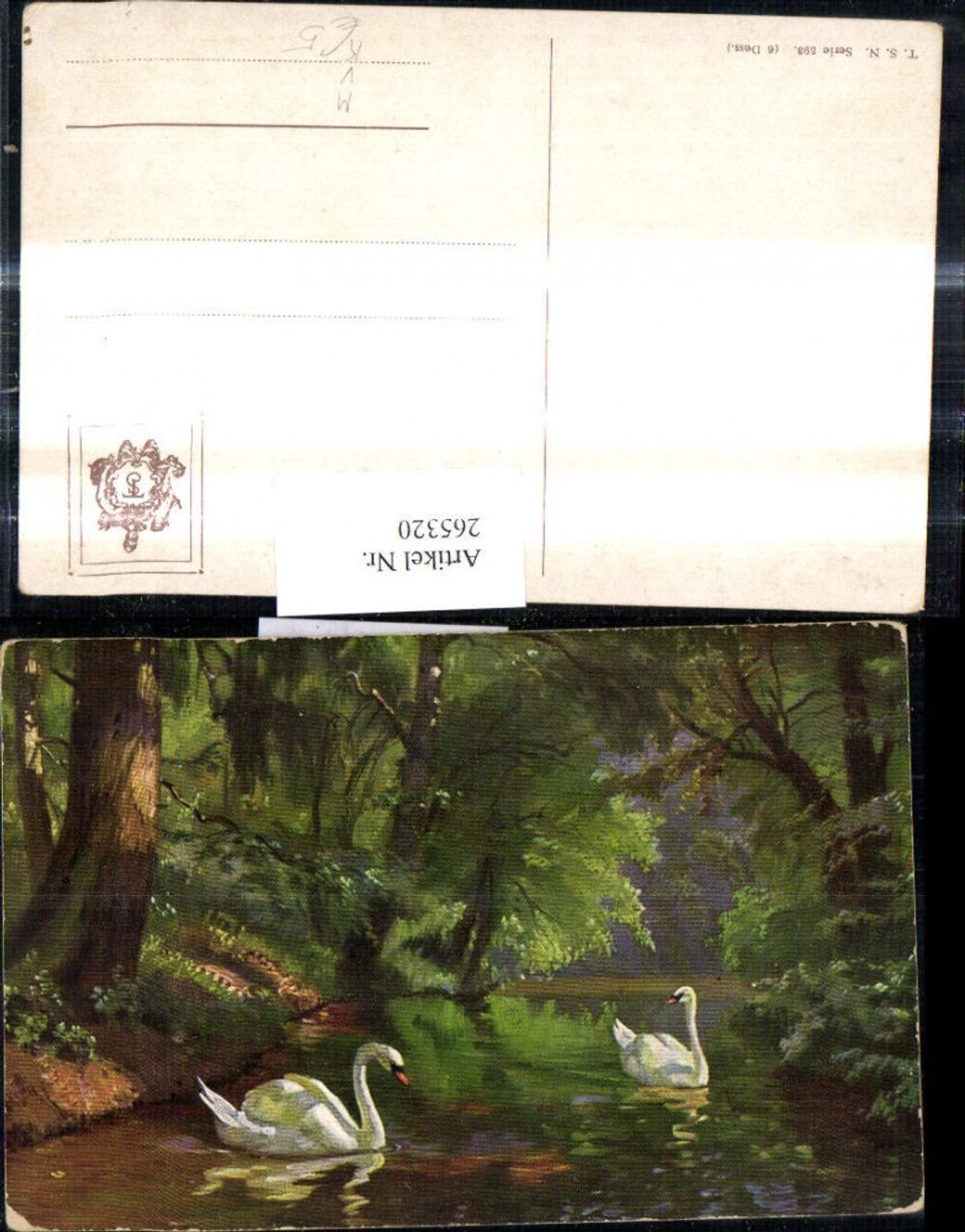 265320,Theo Stroefer 593/6 Künstler Ak Schwäne i. Fluß Bach Landschaft