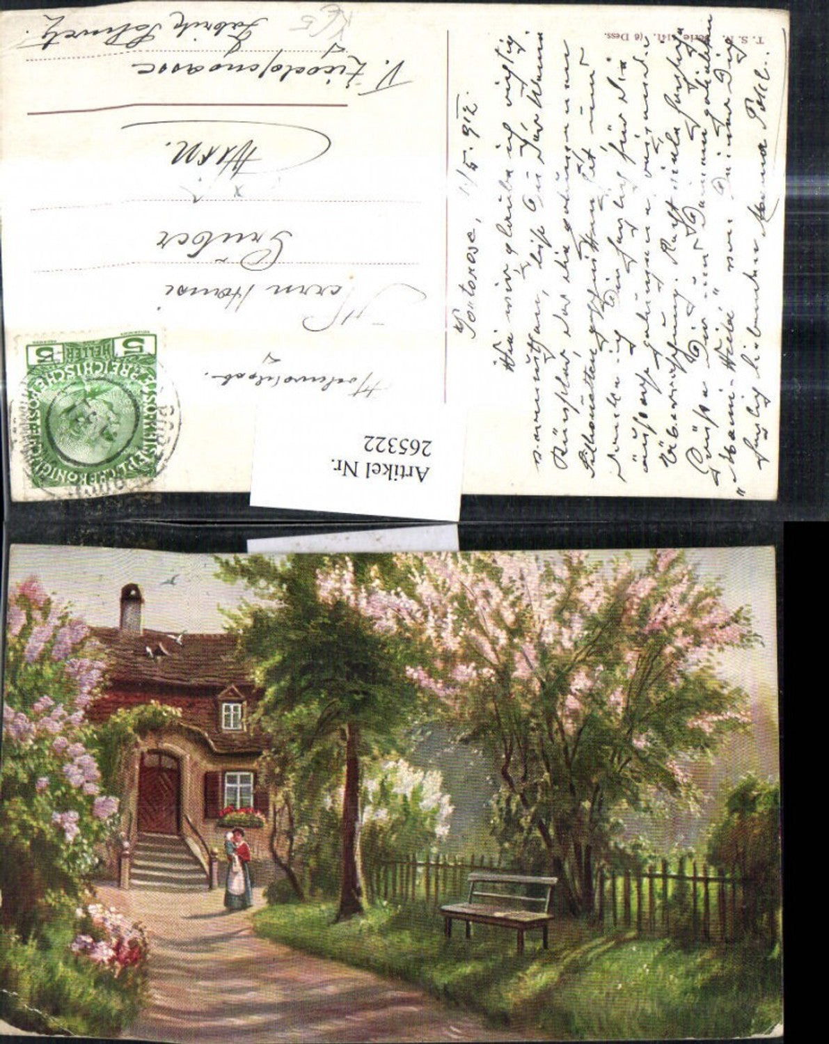 265322,Theo Stroefer 1141/6 Künstler Ak Frau m. Kind v. Haus Bank Garten