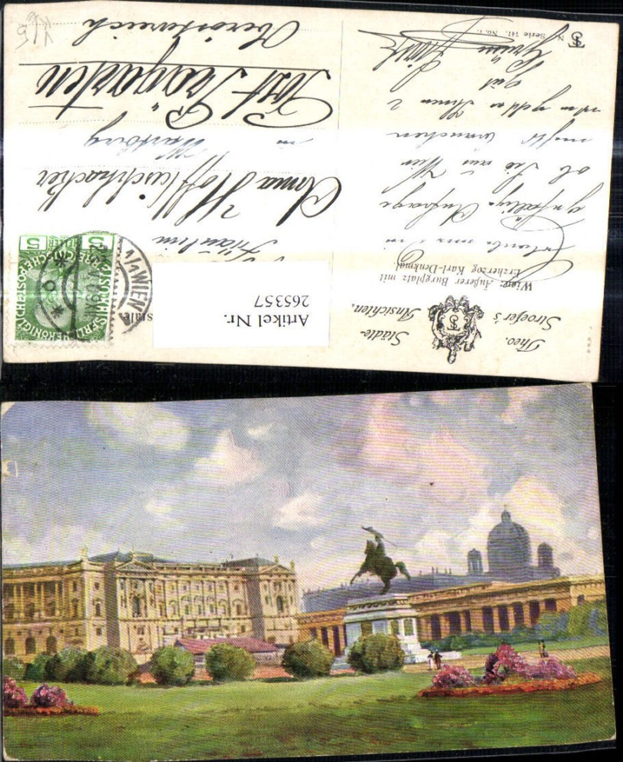 265357,Theo Stroefer 747/7 Wien Äußerer Burgplatz m. Erzherzog Karl Denkmal