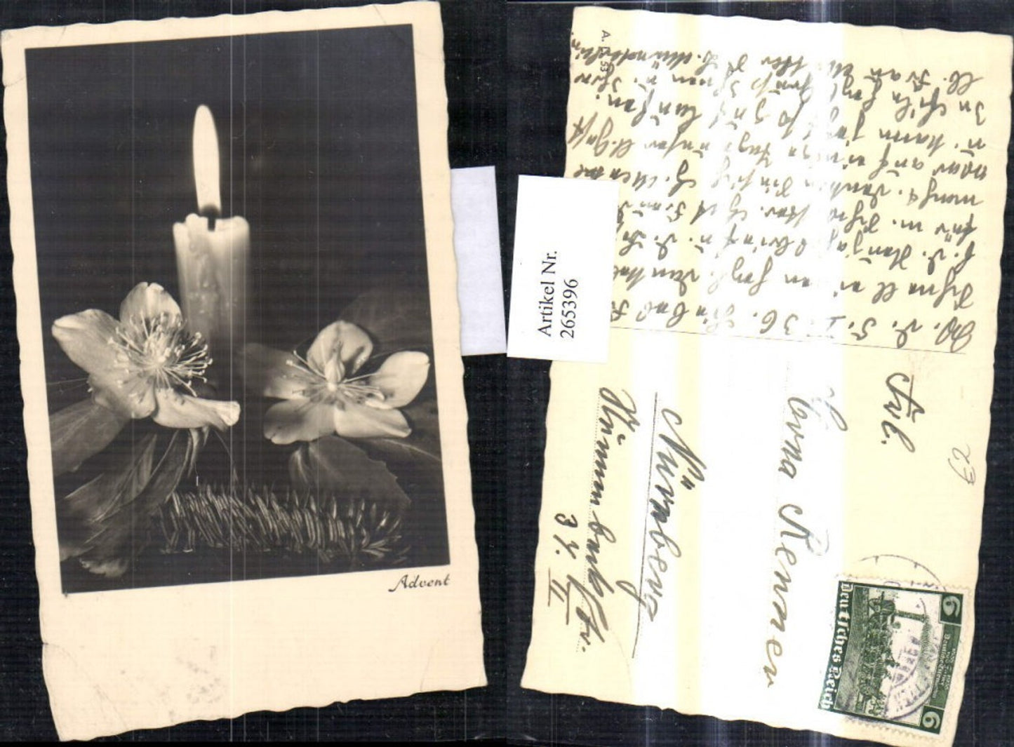 265396,Fotokunst Advent Brennende Kerze Schneerose Blumen
