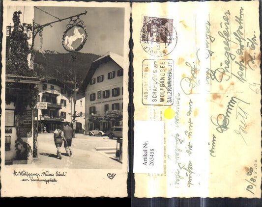 265458,Foto Ak St Wolfgang a. Wolfgangsee Salzkammergut Strasseansicht Weisses Rössl Landungsplatz