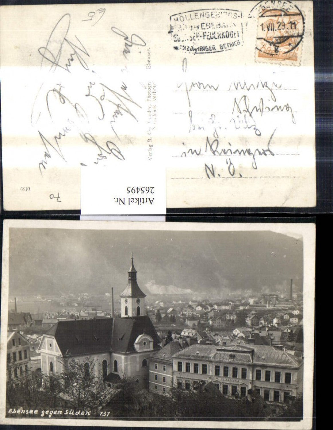 265495,Foto Ak Ebensee geg. Süden