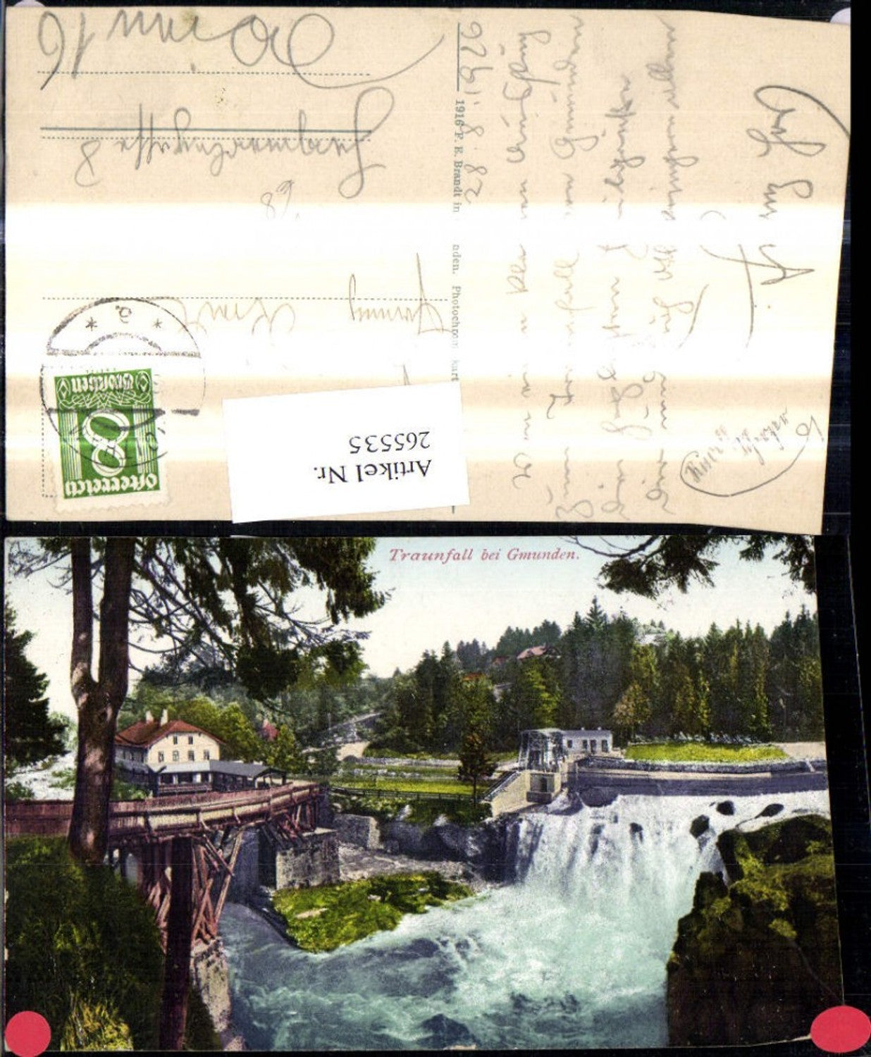 265535,Traunfall b. Gmunden Roitham Wasserfall pub F. E. Brandt 677