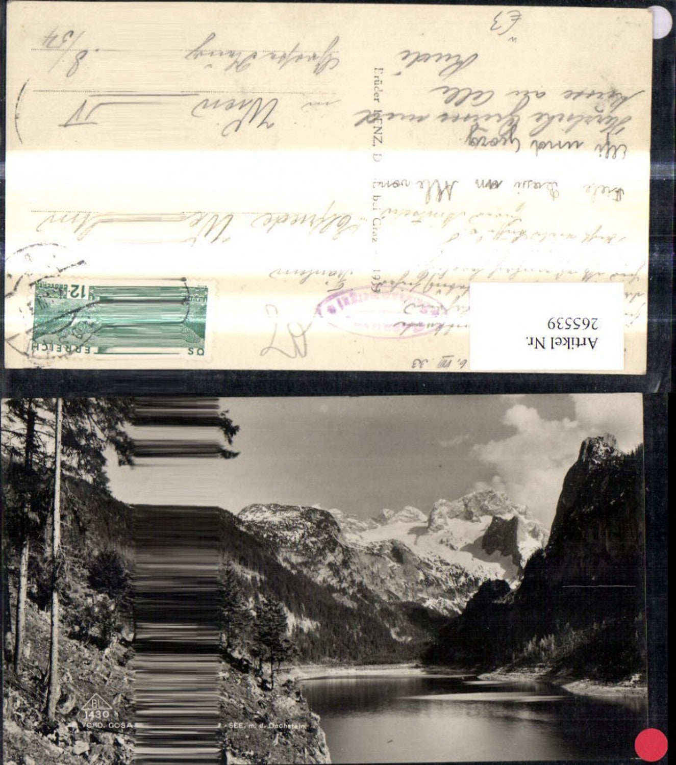 265539,Foto Ak Vorderer Gosausee m. d. Dachstein Gosau