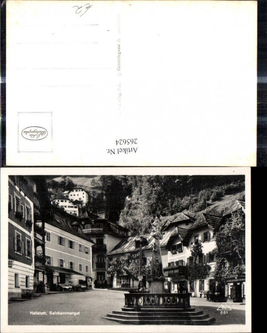 265624,Foto Ak Hallstatt Hauptplatz Statue Salzkammergut