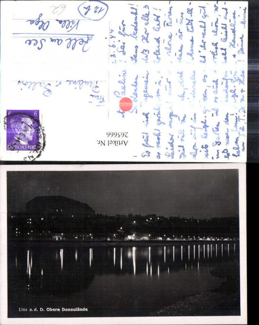 265666,Foto Ak Linz a. d. Donau Obere Donaulände b. Nacht