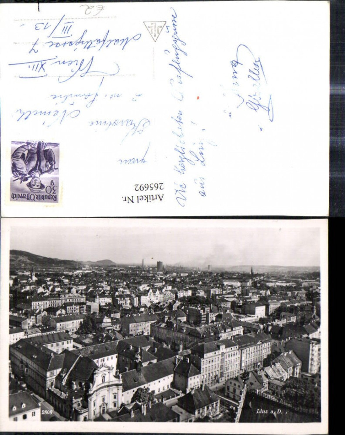 265692,Foto Ak Linz a. d. Donau Teilansicht