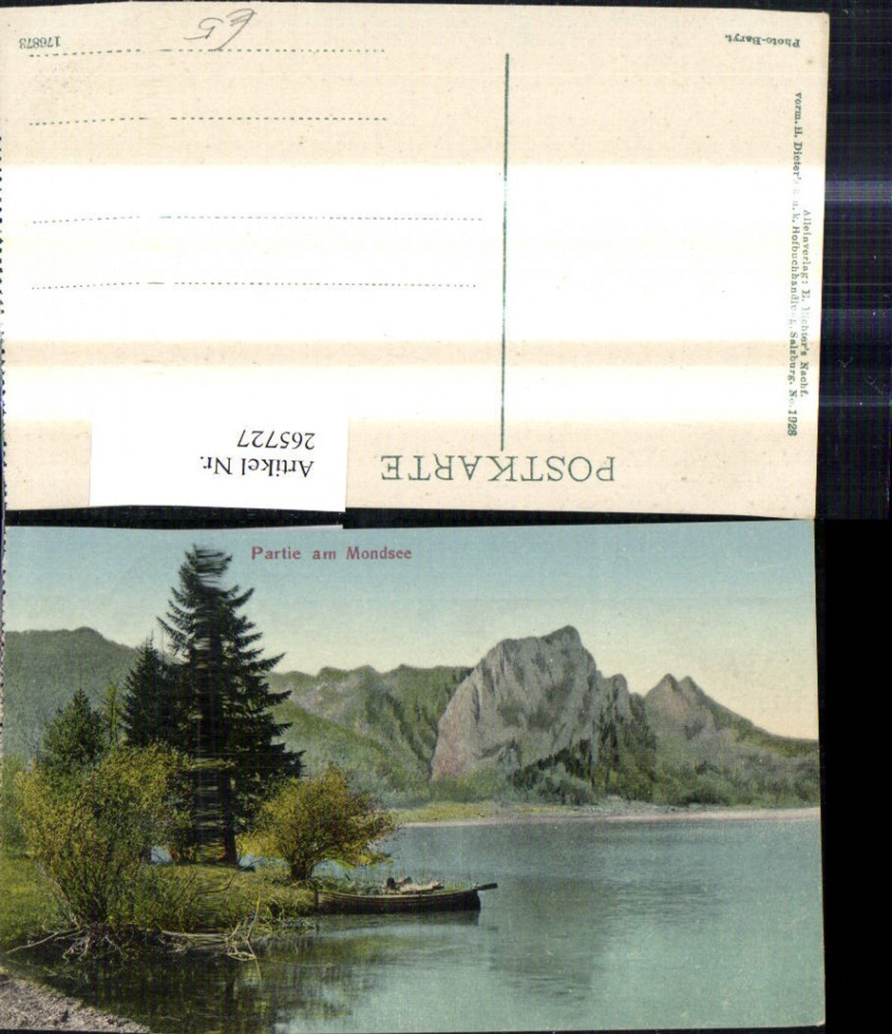 265727,Partie a. Mondsee Ruderboot Boot a. Ufer