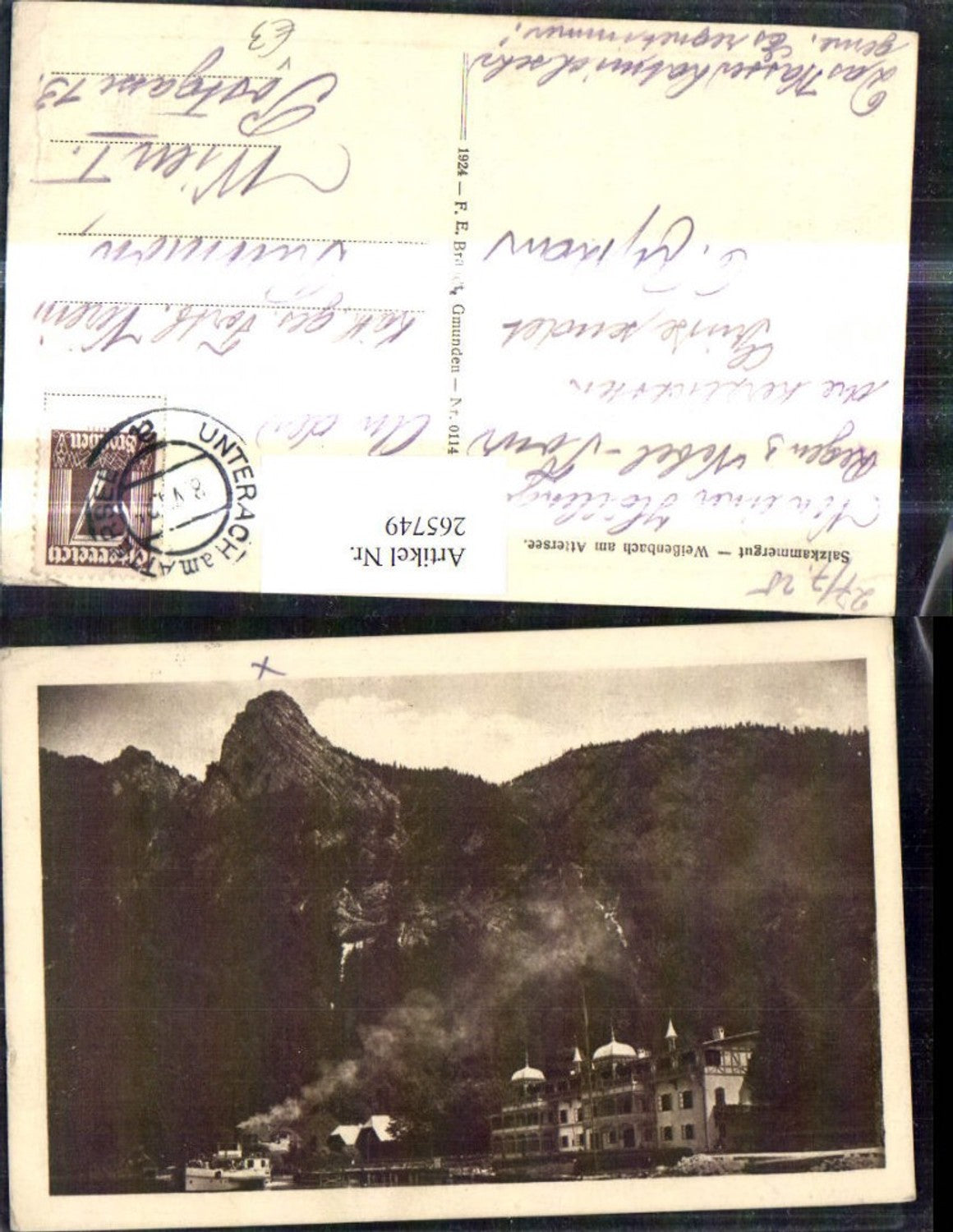 265749,Foto Ak Weißenbach a. Attersee Salzkammergut pub F. E. Brandt 0114